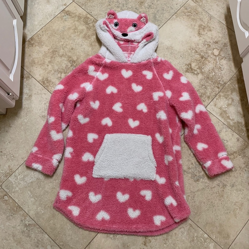 Layla Pink Plush Robe Nightshirt Top Hoodie L